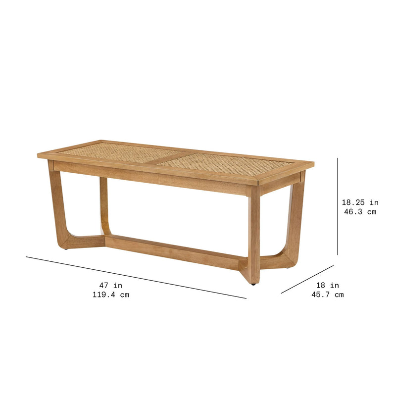 Beautiful Rattan & Wood Bench by Drew Barrymore