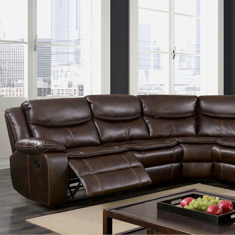 Furniture Of America Gatria Sectional- Brown Leather