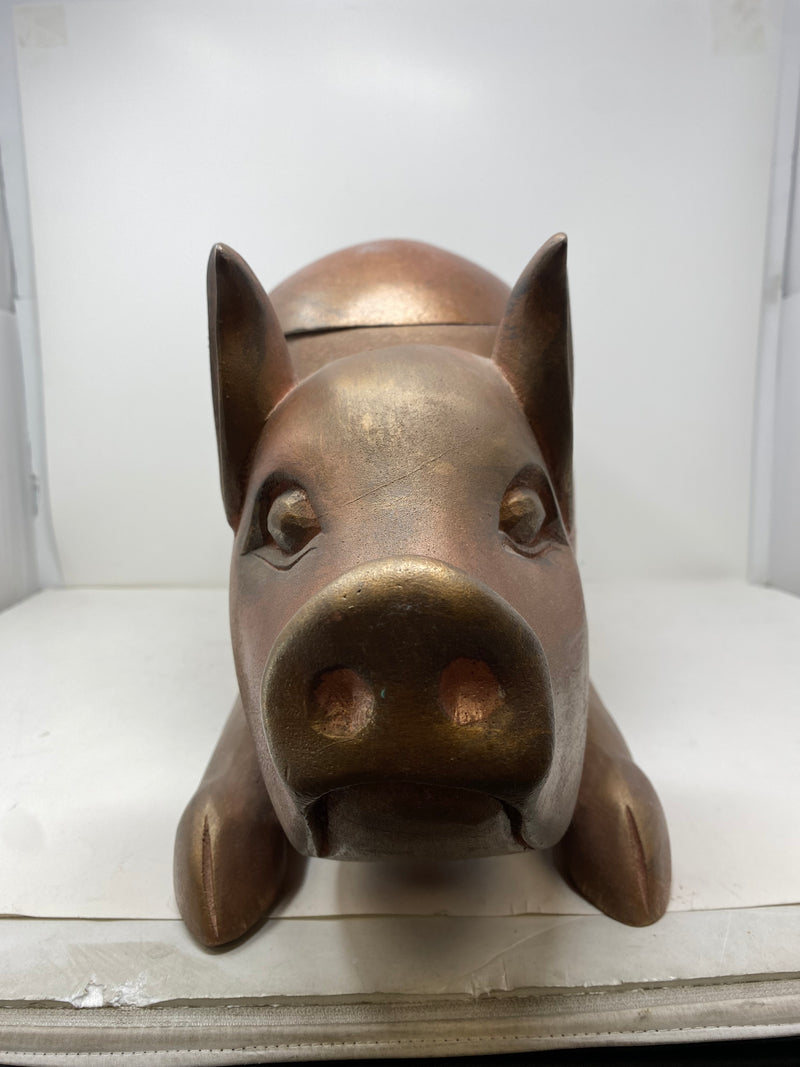 Charming Metallic Pig Storage Sculpture