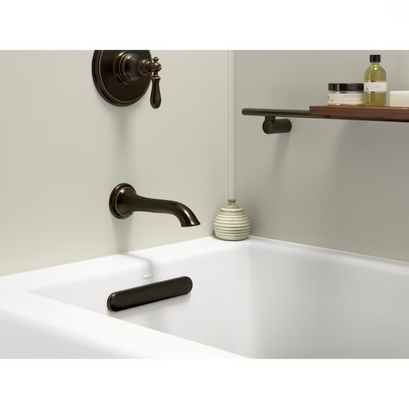 KOHLER Underscore 32-in W x 60-in L White Acrylic Left Drain Alcove Soaking Bathtub (Faucet Not Included)