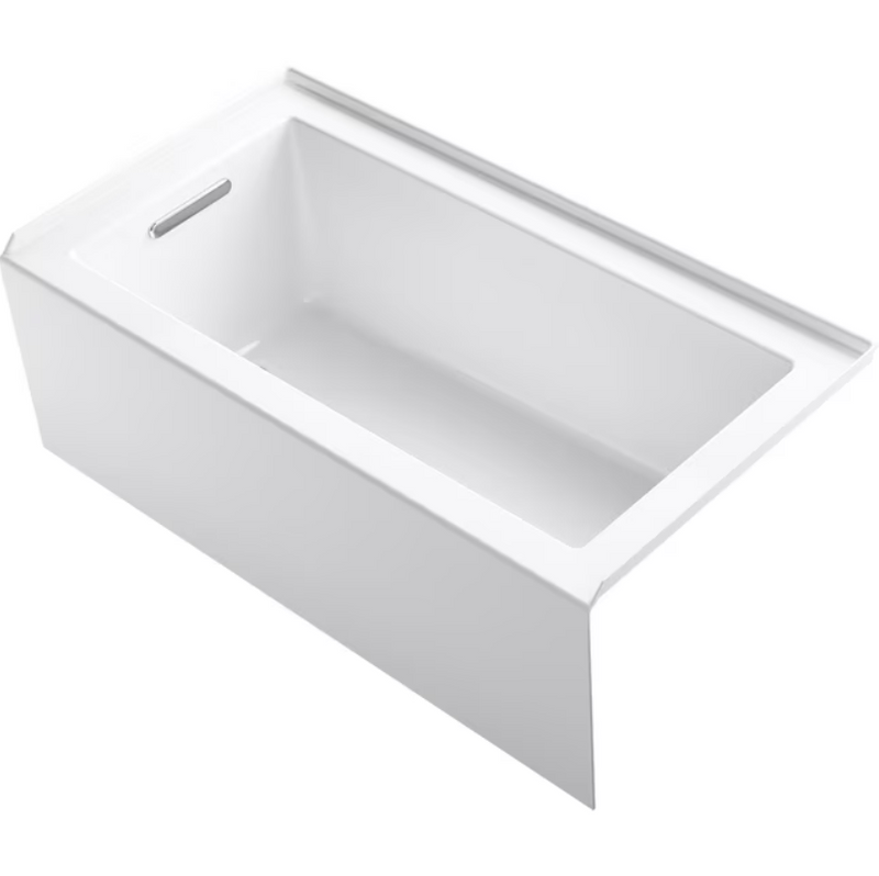 KOHLER Underscore 32-in W x 60-in L White Acrylic Left Drain Alcove Soaking Bathtub (Faucet Not Included)