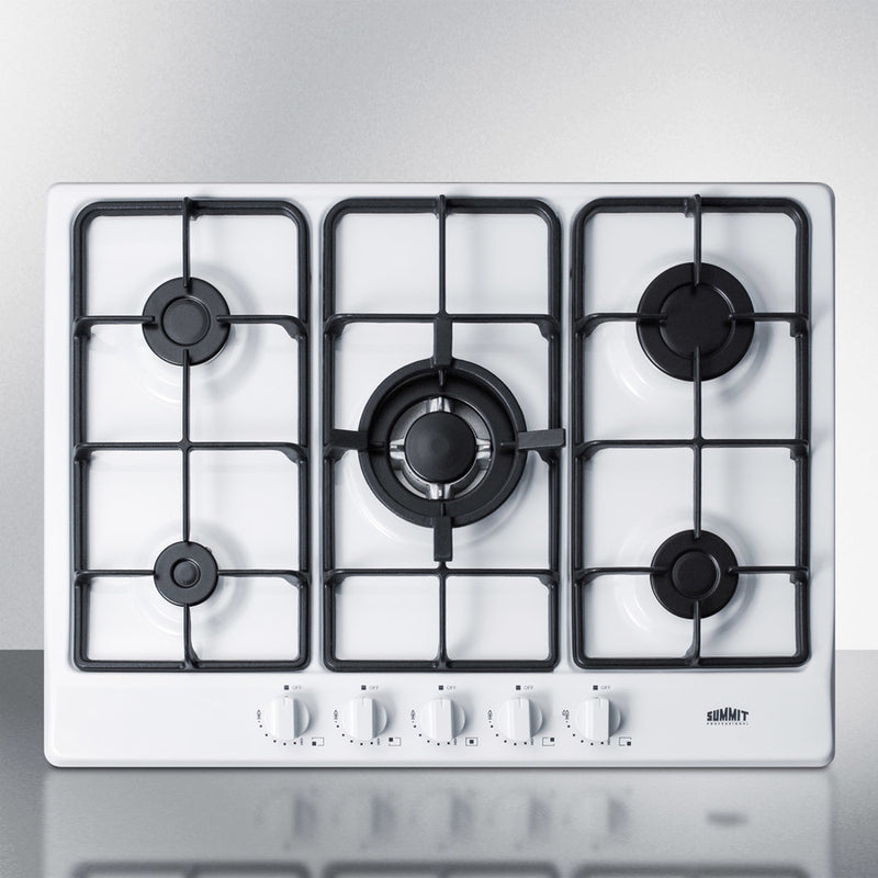 Summit Appliance 27 in. Gas Cooktop in White with 5 Burners including Power Burner