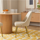 Mid-Century High-White Leather Dining Chair - Metal Legs Set of 2