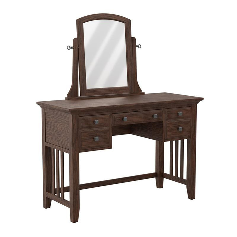 Office Star Modern Mission Vanity And Mirror In Vintage Oak Finish