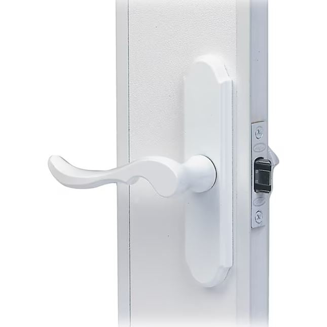 LARSON Pet Door XL 32-in x 81-in White High-view Fixed Screen Wood Core Storm Door with White Handle