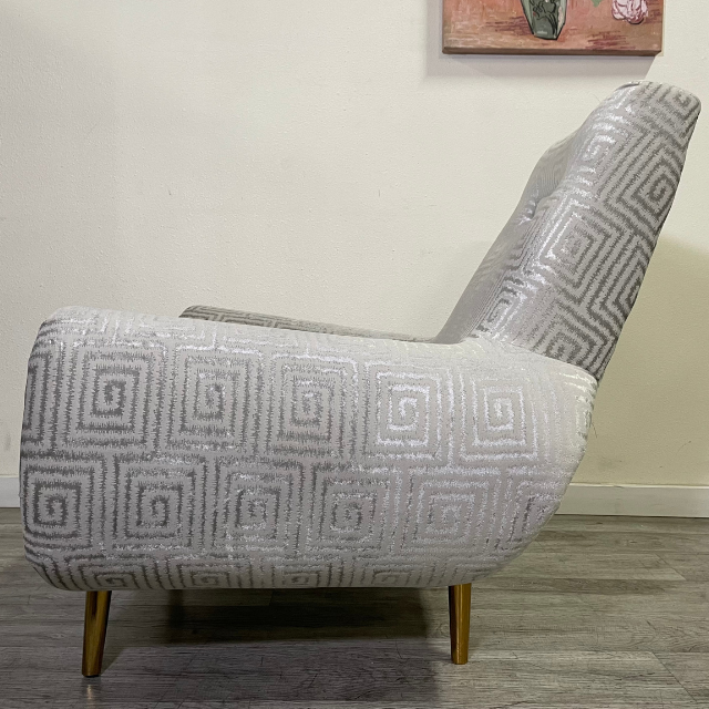 Geometric Cut Velvet Upholstered Accent Chair