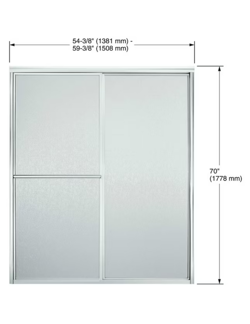 Sterling Deluxe 54-in to 60-in W x 70-in H Double Framed Sliding Silver Standard Shower Door (Rain Glass)