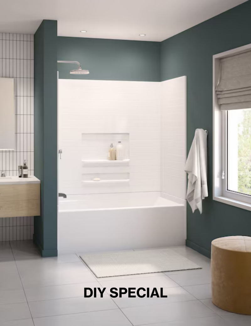 MAAX Vellamo 60-in x 30-in x 56.625-in White 3-Piece Bathtub Surround