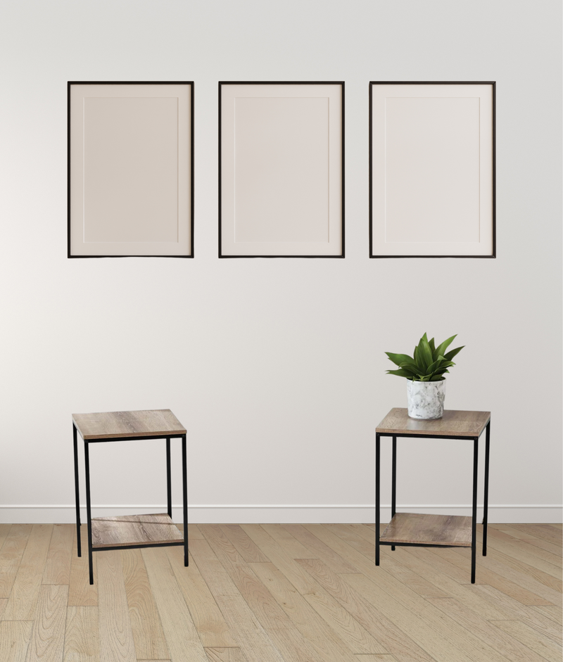 Mainstays Contemporary Two Piece Side Tables, Rustic Brown