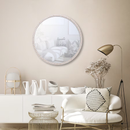 allen + roth 30" Round White Wash Framed Wall Mirror