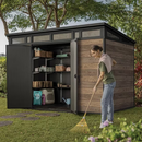 Keter Signature Collection 11x7 Modern Outdoor Storage Shed Walnut