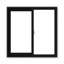 JELD-WEN V-2500 35.5" x 35.5" Left-Handed Black with White Interior Vinyl Sliding Window With Annealed Glass