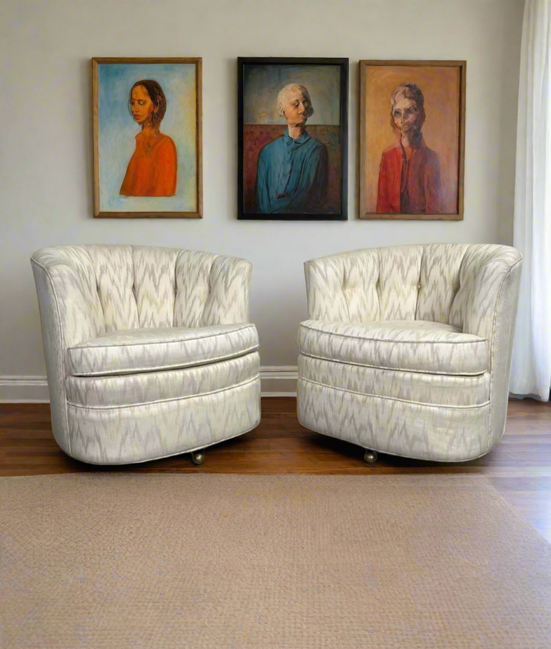 Century Furniture Cream Swivel Club Chair Set Of 2