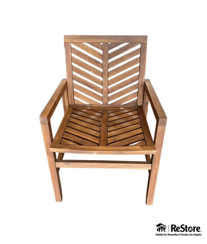 Walker Edison Solid Acacia Wood Chevron Outdoor Chair, 2pk - Brown