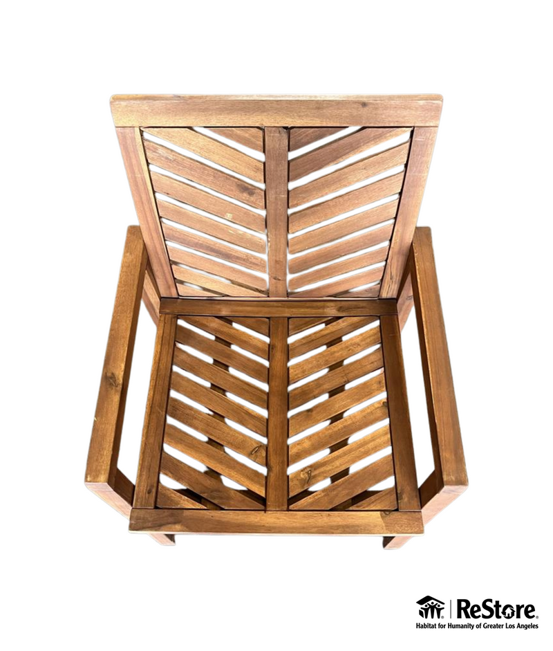 Walker Edison Solid Acacia Wood Chevron Outdoor Chair, 2pk - Brown