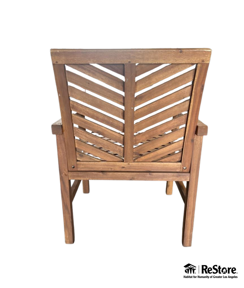 Walker Edison Solid Acacia Wood Chevron Outdoor Chair, 2pk - Brown