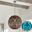 allen + roth Cleo 1 -Light Raw iron Canopy with Dark Natural Rattan Shade Traditional Rattan Cage Globe Large Hanging Pendant Light