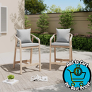 Thalea Wood Outdoor Bar Stool With Cushions, Set of 2