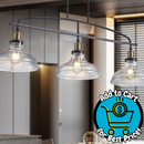 3-Light Black Iron Chandelier with Clear Glass Shades for Kitchen Island, Dining Room,or Living Room (Bulb Not Included)