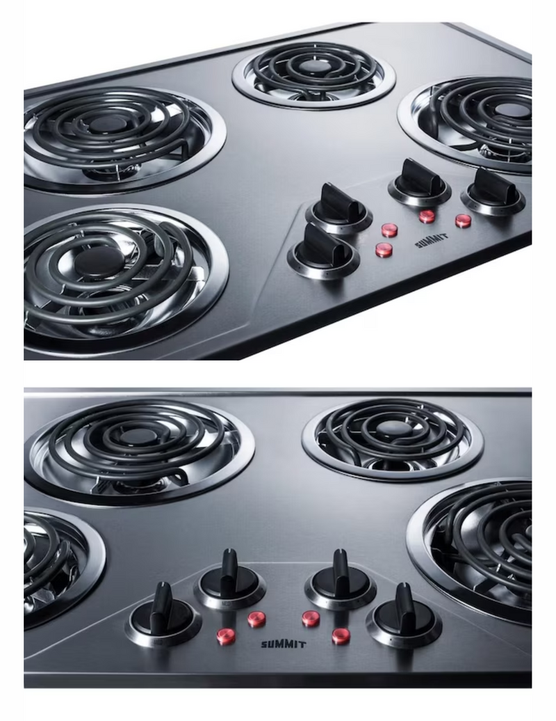 Summit Appliance 30-in 4 Elements Coil Stainless Steel Electric Cooktop