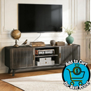 IRONCK 63'' TV Stand with 2 Sliding Door Grey Walnut