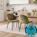 Olive Green Velvet Dining Chairs (Set of 2) – Modern Curved Back w/ Black Metal Legs