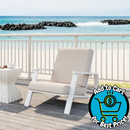 Patio Lounge Chair, Outdoor Club Chair with Beige Cushion and White Acacia Wood Frame