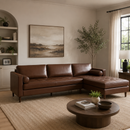Noble House Vanlue Contemporary Faux Leather Sectional Sofa, Espresso
