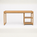 60” Modern Writing Desk with Open Storage Shelves – Light Oak Finish