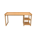 60” Modern Writing Desk with Open Storage Shelves – Light Oak Finish