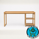 60” Modern Writing Desk with Open Storage Shelves – Light Oak Finish