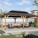 Haxvin 12 ft x 20 ft Solid Wood Hardtop Gazebo with Double Galvanized Steel Roof