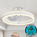 Oaks Decor Cotti 20-in White with Clear Blades LED Flush Mount Smart Fandelier Ceiling Fan With Light and Remote Control Included 7 -Blade