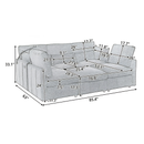 Harper & Bright Designs 85" Chenille Modular Sectional Sofa in Black w/ Ottoman, 2-USB Ports w/ Phone Holder