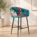 Roxanne Contemporary Floral Velvet Bar Stool