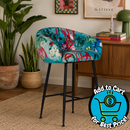 Roxanne Contemporary Floral Velvet Bar Stool