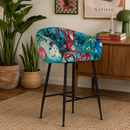 Roxanne Contemporary Floral Velvet Bar Stool