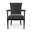 Neoclassical Upholstered Arm Chair Nailhead Trim Carved Wood Gray Velvet