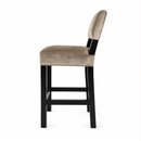 Cream Velvet Upholstered Bar Stool Black Wood Counter Height Chair 28" Seat Set of 3