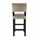 Cream Velvet Upholstered Bar Stool Black Wood Counter Height Chair 28" Seat Set of 3