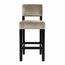Cream Velvet Upholstered Bar Stool Black Wood Counter Height Chair 28" Seat Set of 3