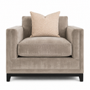 Taupe Velvet Upholstered Accent Chair Modern Track Arm Lounge Chair