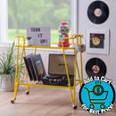 Linon Lawsonia 2-Tier Mid-Century Mobile Bar Cart with Mirrored Top, 32.5" Tall, 27 lb, Yellow