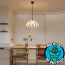 Oukaning Multi Tiffany 16-in Yellow 2 -Light Hemispherical Yellow Adjustable Height Tiffany Stained glass Bowl Medium Hanging Kitchen Island Light