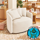 Beautiful Drew Accent Chair by Drew Barrymore, Cream Boucle with pillows