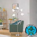 Simplee Adesso 67" 5-Light Modern Adjustable Arm Brushed Steel Floor Lamp w/ Plastic Shades