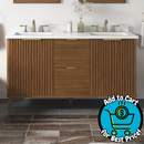 OVE Decors Gabi 60" Warm Walnut Vanity  Double Sink with White Engineered Stone Top
