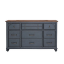 Americana 66" 9-Drawer Dresser, Fully Assembled, Soft Close Drawers, Corduroy Blue