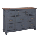 Americana 66" 9-Drawer Dresser, Fully Assembled, Soft Close Drawers, Corduroy Blue