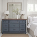 Americana 66" 9-Drawer Dresser, Fully Assembled, Soft Close Drawers, Corduroy Blue